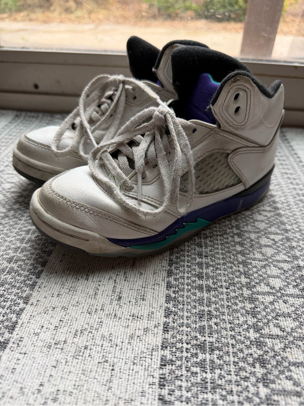 Nike Kids White Sneakers with Purple and Teal Accents